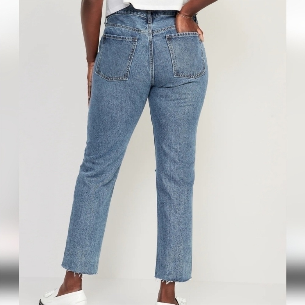 Old Navy High Rise Slouchy Straight Distressed Jeans Size 6 - Picture 2 of 14